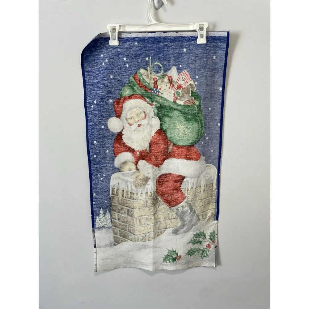2 Vintage Christmas Holiday Santa Kitchen Towels Party Decor 50s Retro